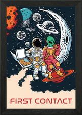 Listing image for Astronaut Alien contact Framed Wall Art Poster Canvas Print Picture